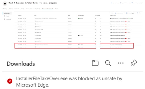 Microsoft Defender for Endpoint Block and Remediate example