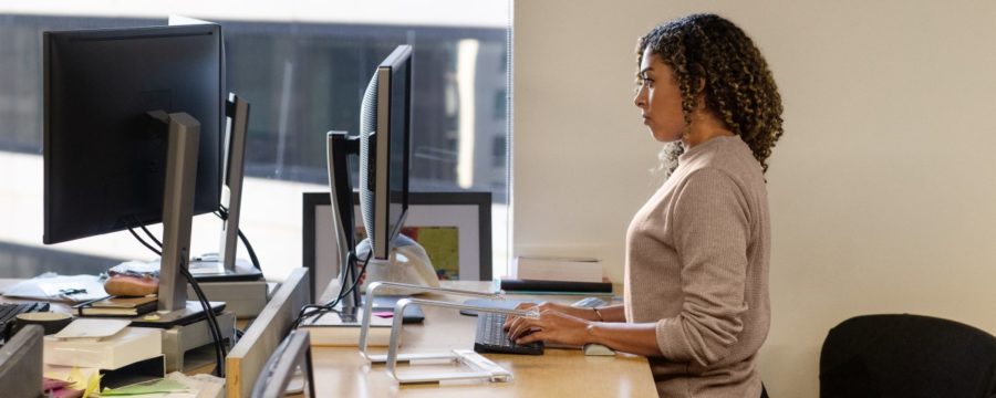 Woman using a CRM solution