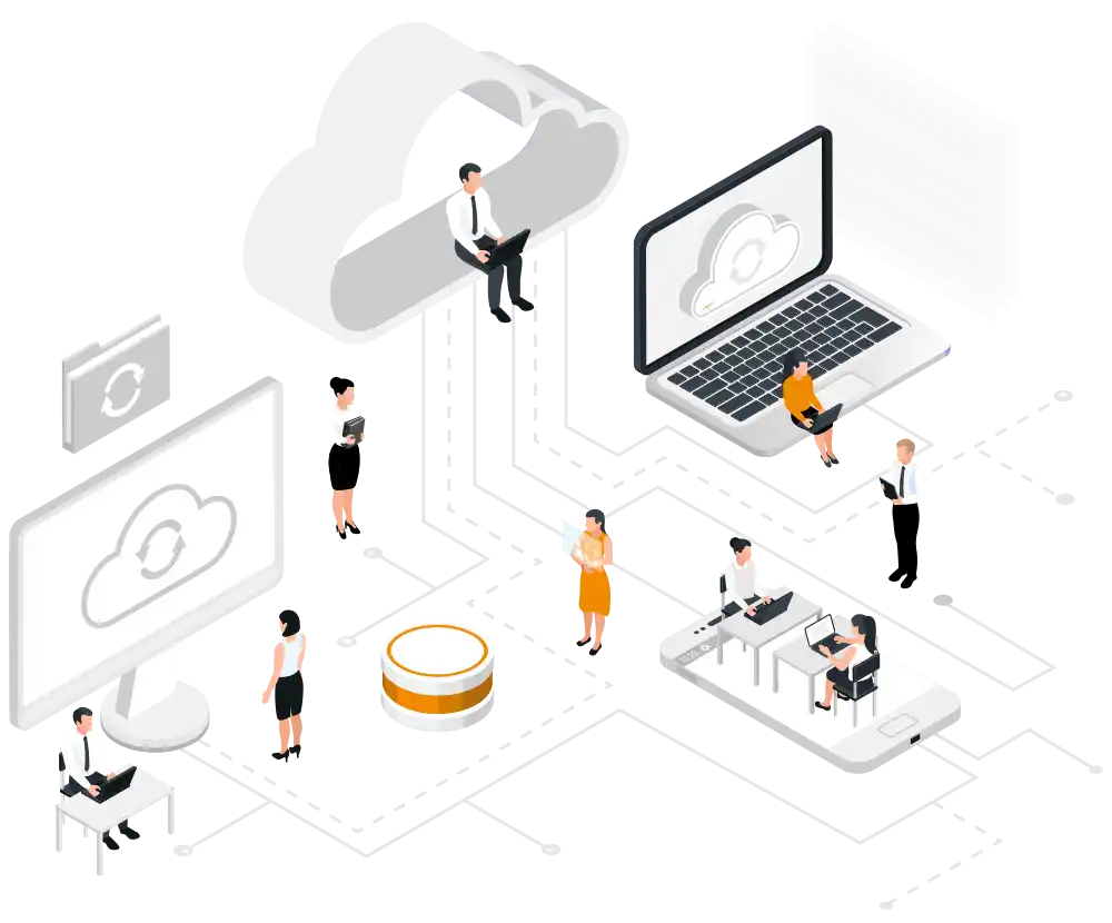 Cloud computing workplace vector