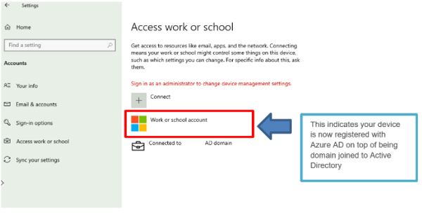 Screenshot end user experience on Azure AD settings