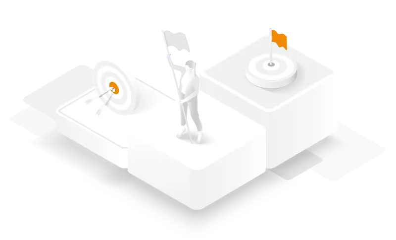 mission values and vision isometric concept