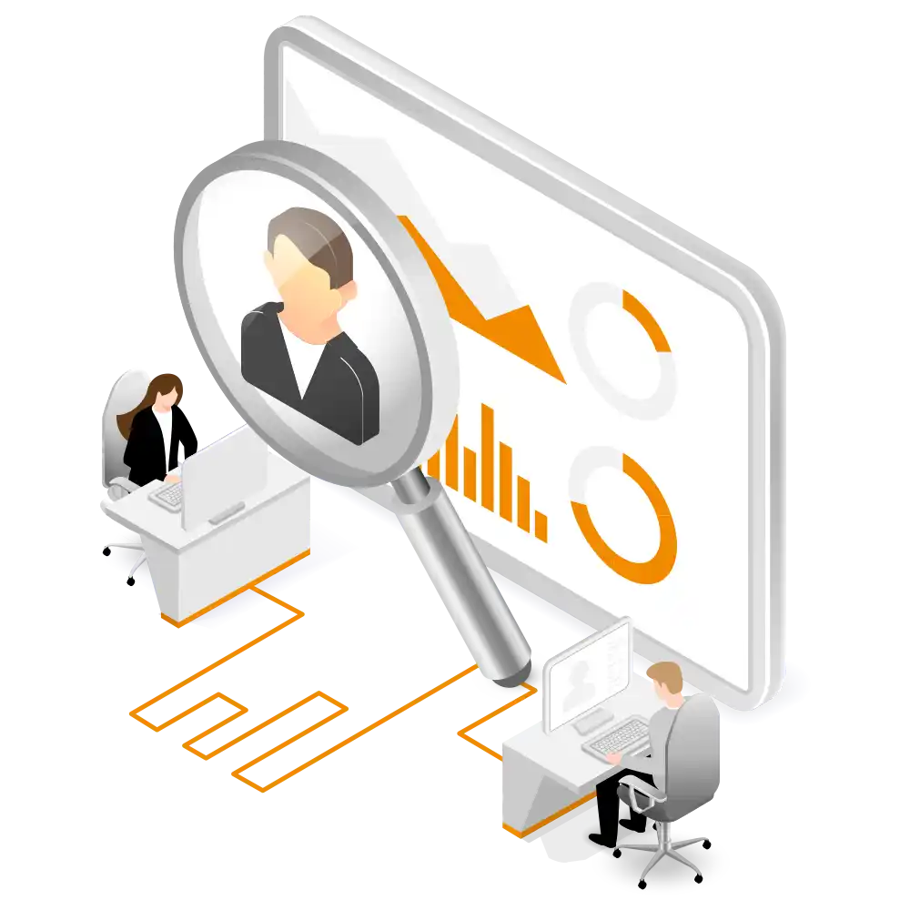 CRM review isometric vector